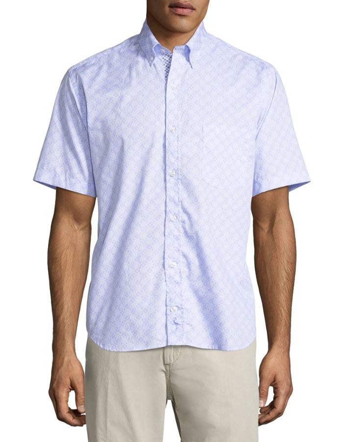 Short-sleeve Printed Button-down