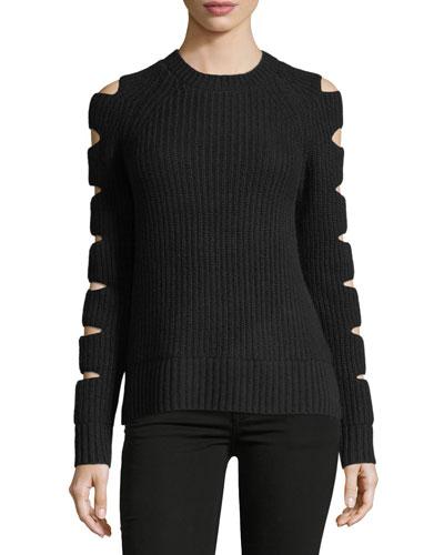 Cashmere Ladder-sleeve Ribbed