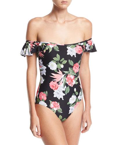 Floral-print Bandeau One-piece