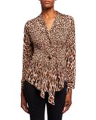 Button-detail Ruffle Short-sleeve Top