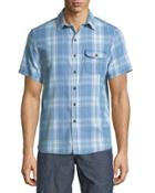 Sand-washed Short-sleeve Plaid