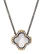 Two-tone Clover Spike Pendant Necklace