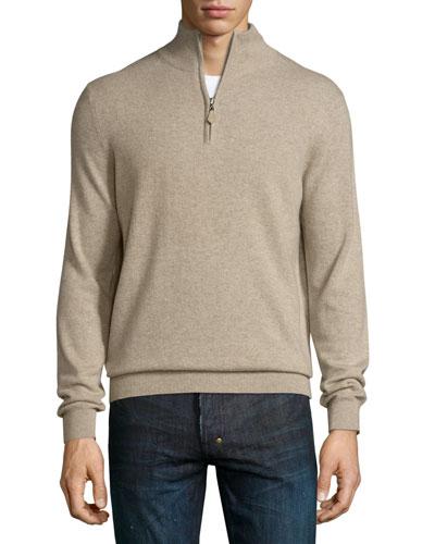 Cashmere Half-zip Sweater, Rocky Beach