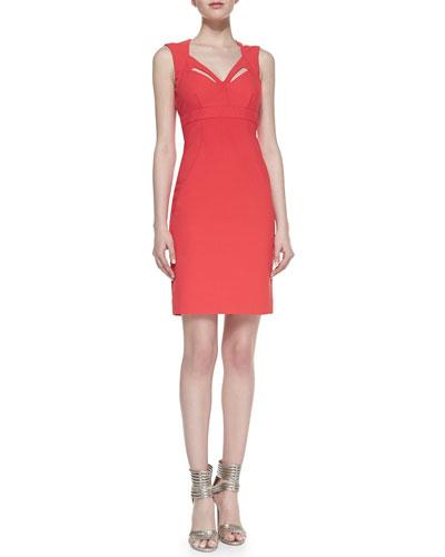 Sleeveless Cutout-neck Sheath Cocktail Dress
