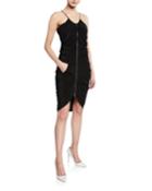 Gathered Body-con Front Zip Dress