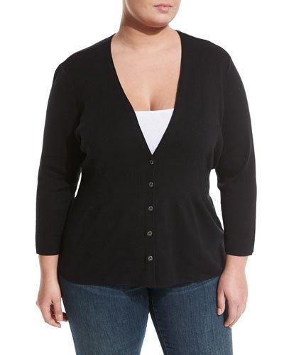 Back-of-the-chair Button-front Cardigan, Onxy,