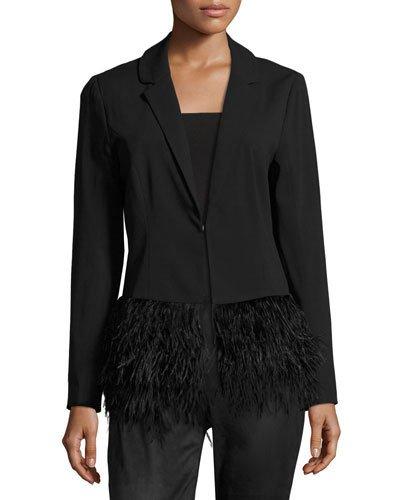 Feather-hem Jacket, Black