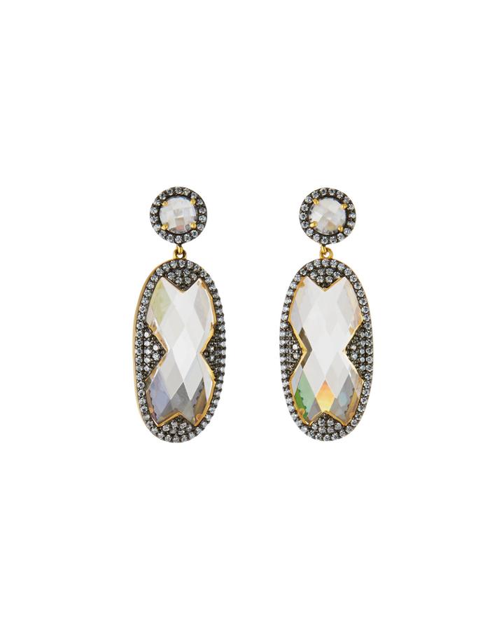 Pave X-halo Large Cubic Zirconia Drop Earrings