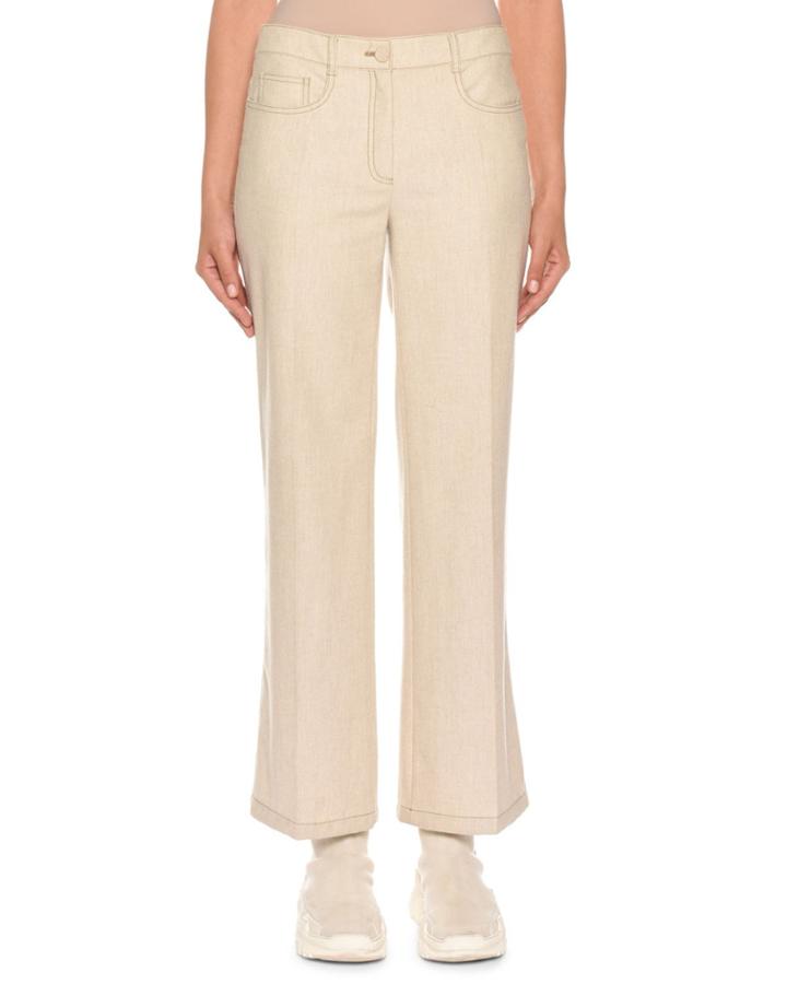 Mid-rise Cropped Wool Denim Trousers