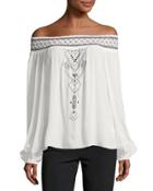 Teagan Embroidered Off-the-shoulder Top, White