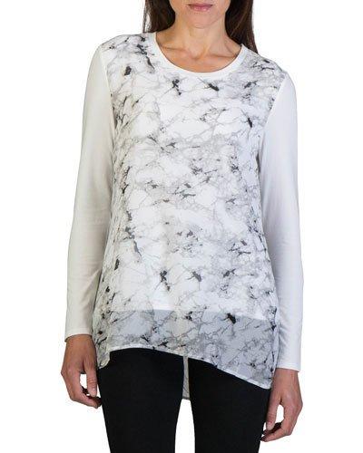 Sheer Marble-print Tunic, Print