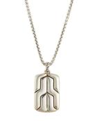 Silver Box Chain Dog Tag Necklace