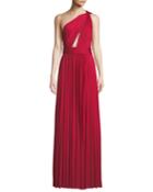 Cibele Pleated 1-shoulder Jersey Gown