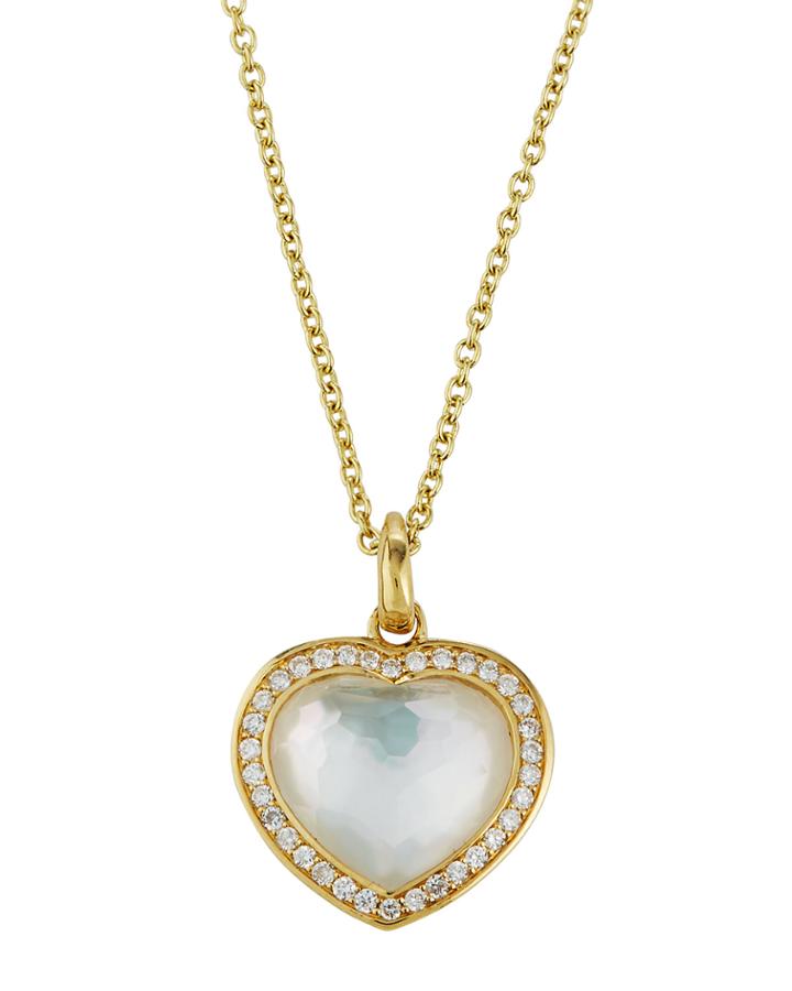 18k Lollipop Small Heart Necklace In Mother-of-pearl