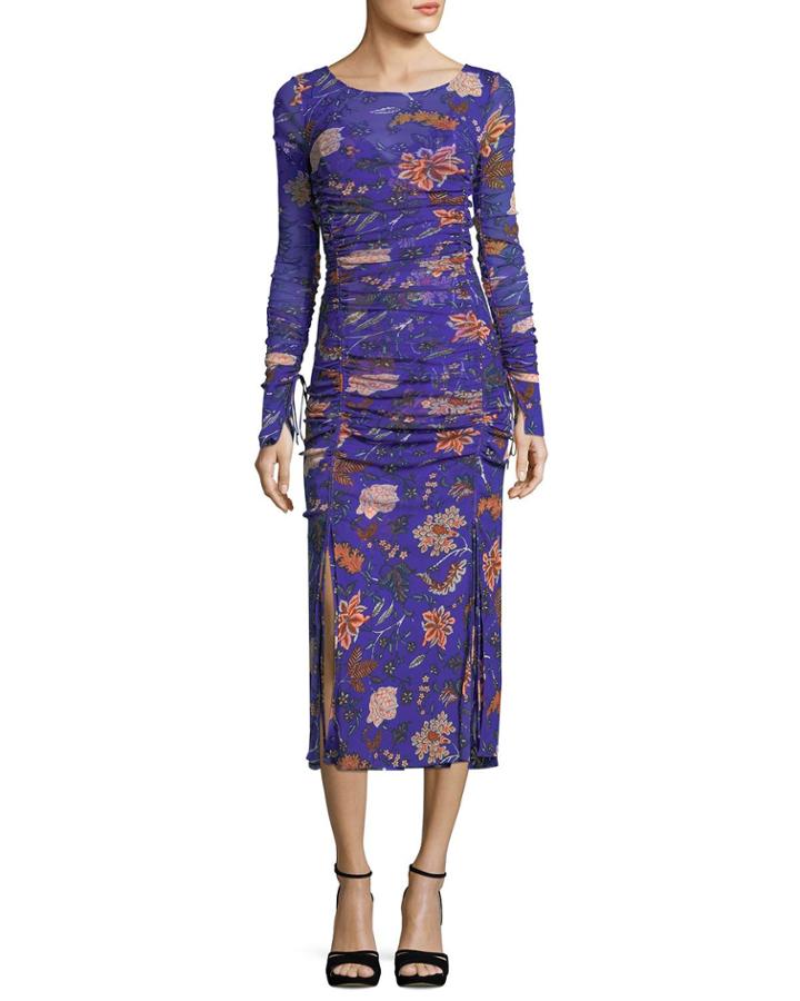 Floral-print Long-sleeve Overlay