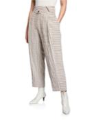 Pointed Striped High-rise Trousers