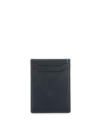 Leather Logo-embossed Card Case, Dark