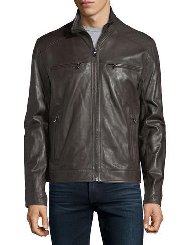 Derry Zip-front Lamb Leather Hipster Jacket