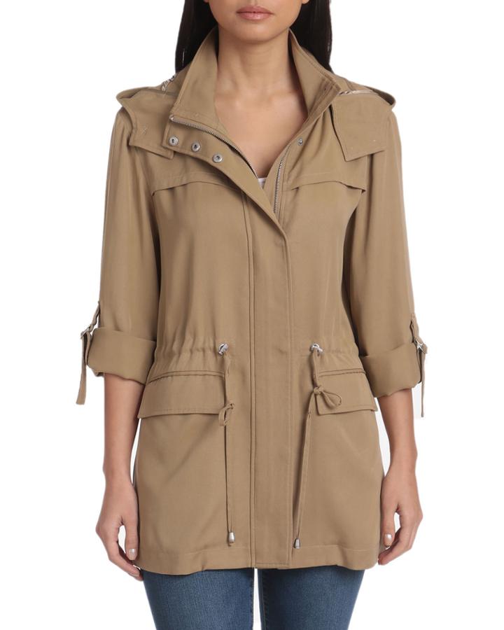 Hooded Lyocell Anorak Coat