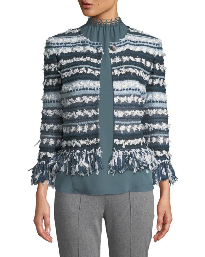 Lofty Flagged Stripes Knit Jacket