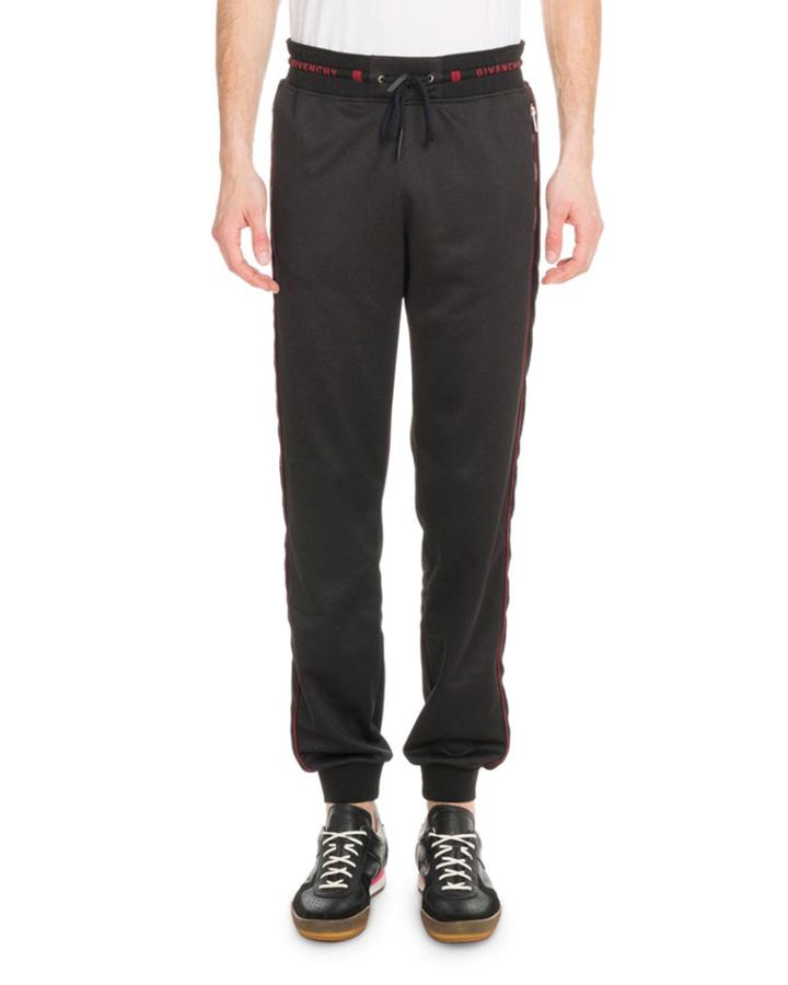 Men's Velvet-trim Logo-waistband Jogger Pants