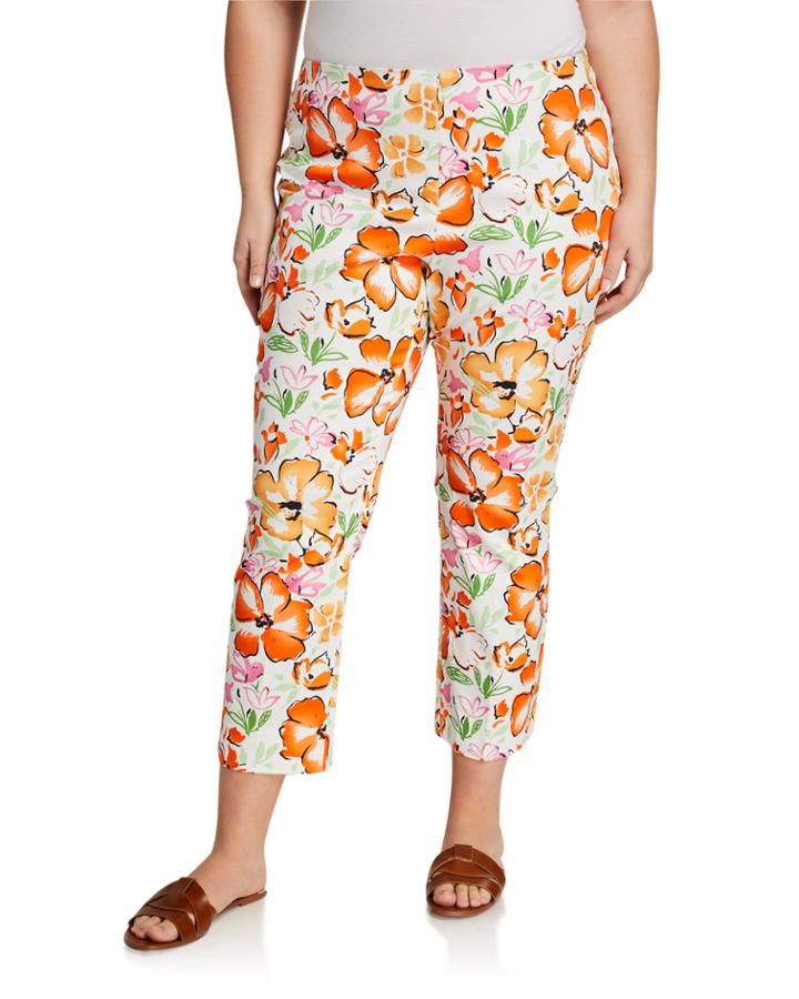 Plus Size Lisa Floral Print Cropped Pants