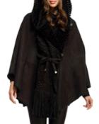 Hooded Shearling Cape Jacket