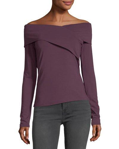 Off-the-shoulder Long-sleeve Tee