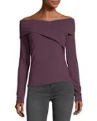 Off-the-shoulder Long-sleeve Tee
