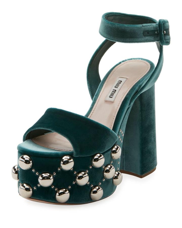 Velvet Studded Platform
