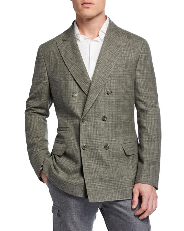Men's Silk-blend Deconstructed Half-breasted Blazer