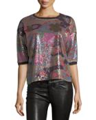 Floral Sequined Boxy Top