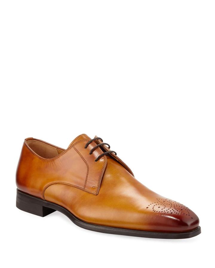Men's Antiqued Leather Lace-up Oxfords