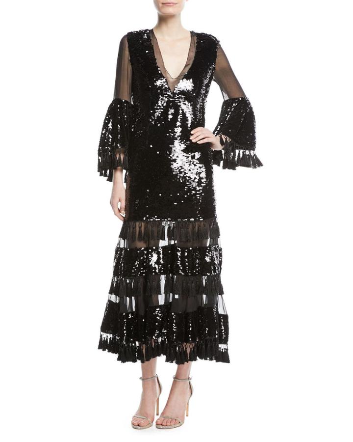 Galata V-neck Tassel Cocktail Dress W/