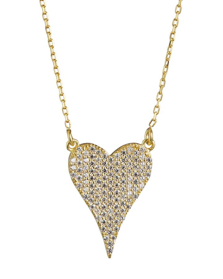 Cubic Zirconia Heart Necklace, Yellow Gold