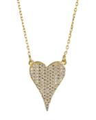 Cubic Zirconia Heart Necklace, Yellow Gold
