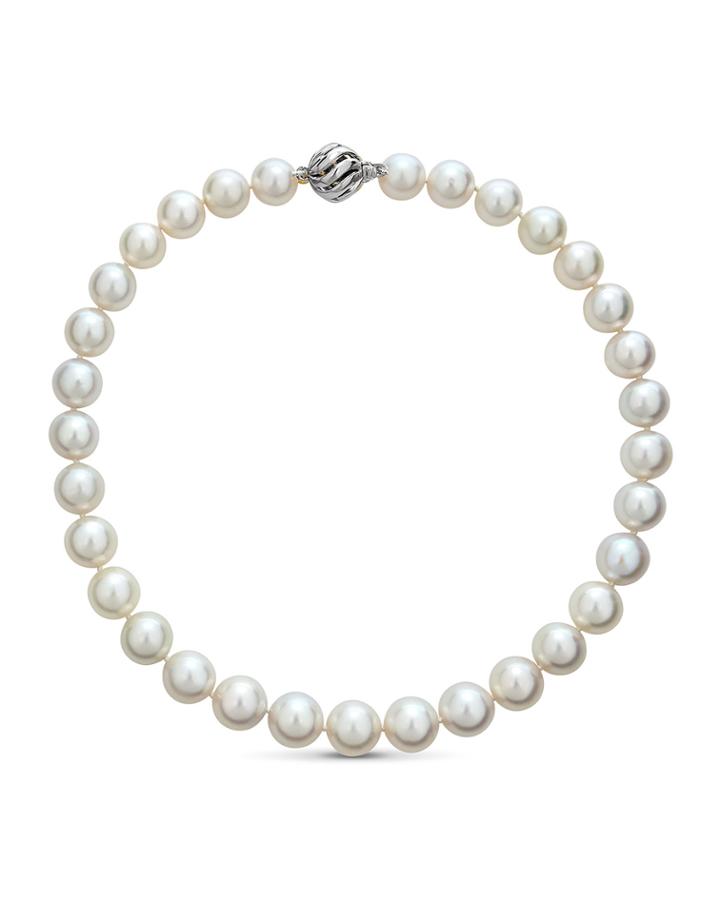 14k White Gold Round Freshwater Pearl Necklace