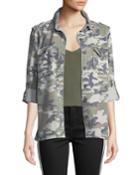 Demi Camo Button-front Military Jacket