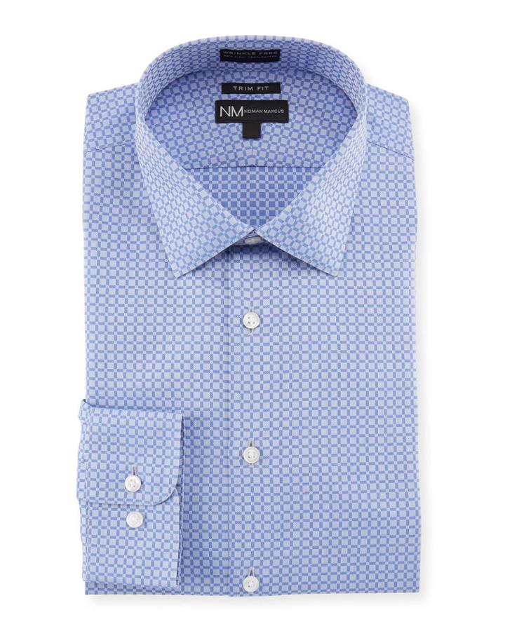 Men's Trim-fit Non-iron Dobby Check Dress