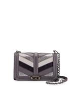 Patchwork Chevron-quilted Mixed Leather Crossbody Bag
