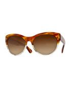 Mande Gradient Cat-eye Sunglasses, Amber Tortoise/buff