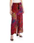 Abstract Printed Smocked Waist Wide-leg Pants