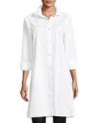 Plus Size Long-sleeve Stretch-cotton Lawn