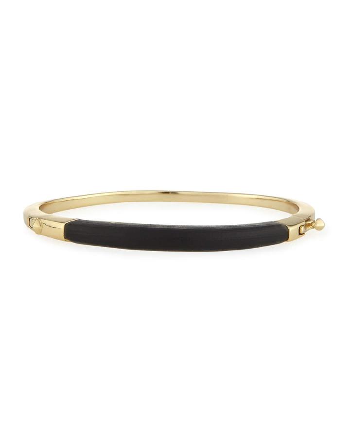 Golden Lucite Id Bangle Bracelet, Black
