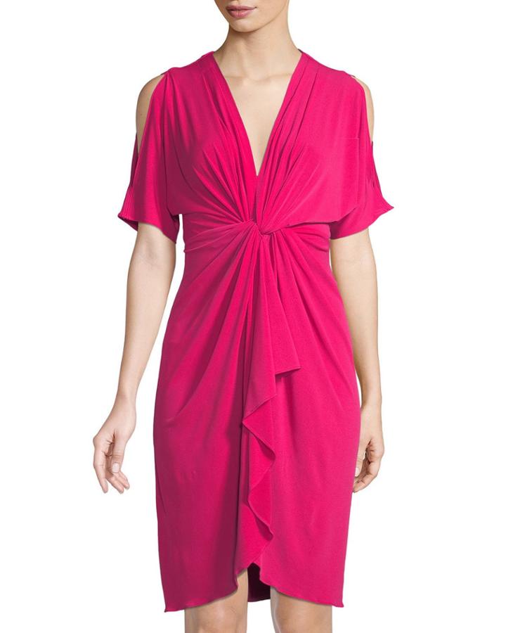 Short-sleeve Cold Shoulder Dress W/twist