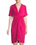 Short-sleeve Cold Shoulder Dress W/twist