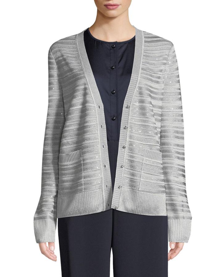 Sequin Welted-stitch Cardigan