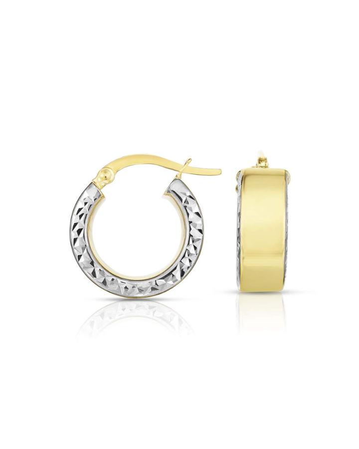 Two-tone 14k Italian Huggie Hoop Earrings