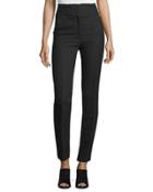 High-waist Skinny Ankle Pants, Black
