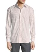 Men's Long-sleeve Regular-fit Printed Shirt, White/red
